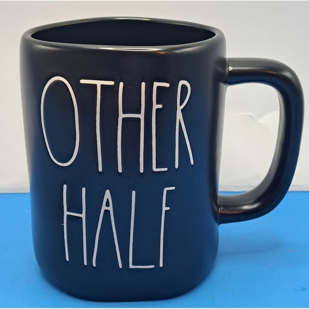 Rae Dunn Other Half Mug Black Ceramic Coffee Cup 16oz Couples Love Gift Modern